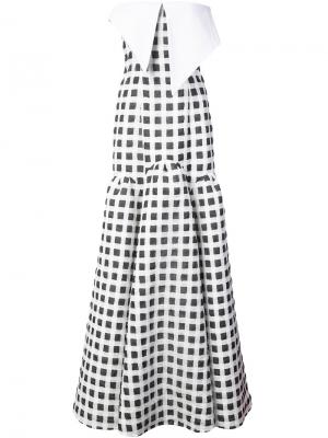 Вечернее  платье в клетку гингем Natasha Zinko. Цвет: белый