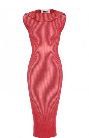 Приталенное платье-миди фактурной вязки Mm6. Цвет: красный