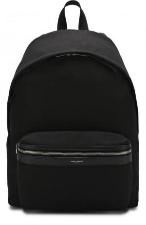Замшевый рюкзак City с внешним карманом на молнии Saint Laurent. Цвет: черный