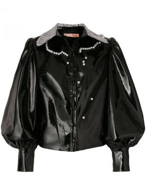Lace and pearl detailed blouson sleeve jacket Cristina Savulescu. Цвет: чёрный