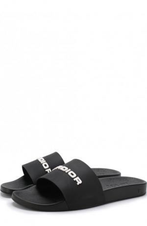 Резиновые шлепанцы с отделкой Dior. Цвет: черный