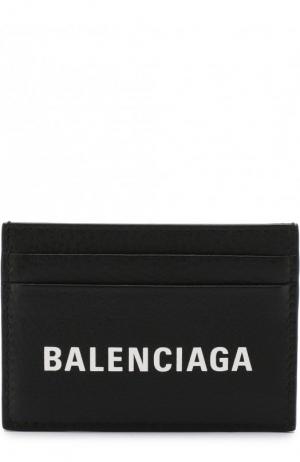 Кожаный чехол для кредитных карт с логотипом бренда Balenciaga. Цвет: черный