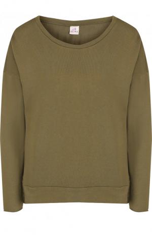 Однотонный хлопковый пуловер свободного кроя с круглым вырезом Deha. Цвет: хаки