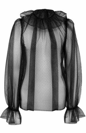 Прозрачный топ с оборками Dolce & Gabbana. Цвет: темно-коричневый