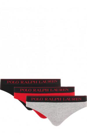 Комплект из трех хлопковых брифов с широкой резинкой Ralph Lauren. Цвет: серый