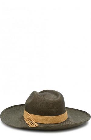 Соломенная шляпа с плетеной лентой Artesano. Цвет: оливковый