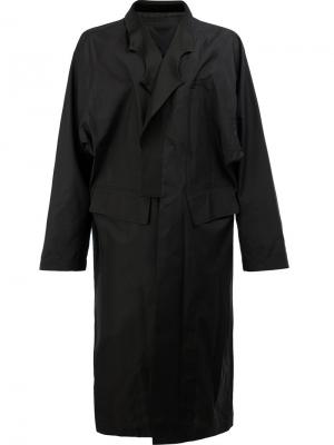 Асимметричное длинное пальто Takahiromiyashita The Soloist. Цвет: чёрный