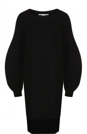 Удлиненный шерстяной пуловер с разрезами Stella McCartney. Цвет: черный