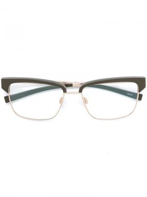 Солнцезащитные очки в квадратной оправе Jil Sander. Цвет: зелёный