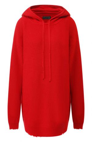 Вязаный хлопковый пуловер с капюшоном RTA. Цвет: красный
