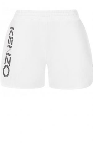 Хлопковые мини-шорты с логотипом бренда Kenzo. Цвет: белый