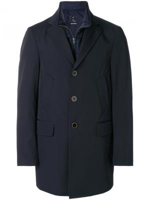 Однобортное пальто со вставкой Fay. Цвет: синий