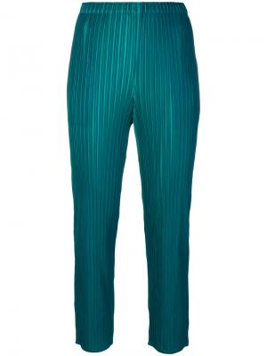 Укороченные брюки в рубчик Pleats Please By Issey Miyake. Цвет: зелёный