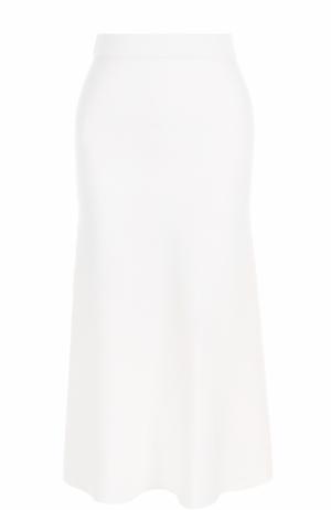 Вязаная юбка-миди с широким поясом MRZ. Цвет: белый