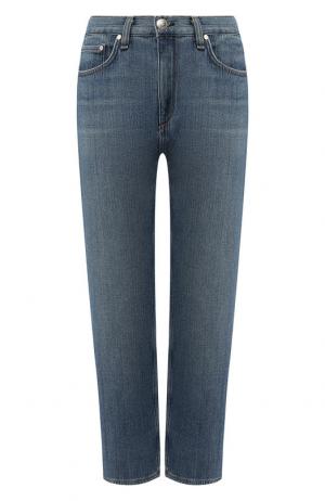 Укороченные джинсы с потертостями Rag&Bone. Цвет: голубой