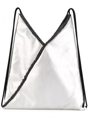 Металлический рюкзак на шнурке Mm6 Maison Margiela. Цвет: металлический