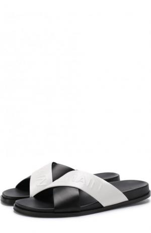 Кожаные шлепанцы Criss с логотипом бренда Balmain. Цвет: черно-белый