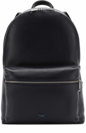 Кожаный рюкзак Vulcano с внешним карманом на молнии Dolce & Gabbana. Цвет: темно-синий