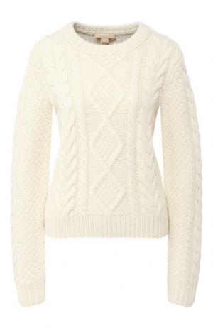 Кашемировый пуловер фактурной вязки Michael Kors Collection. Цвет: кремовый