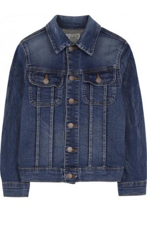 Джинсовая куртка с аппликацией и вышивкой Polo Ralph Lauren. Цвет: синий