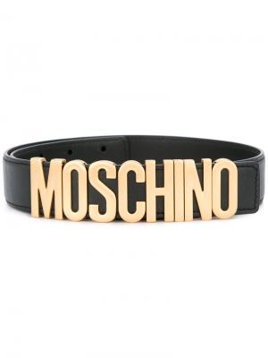 Ремень с бляшкой-логотипом Moschino. Цвет: чёрный