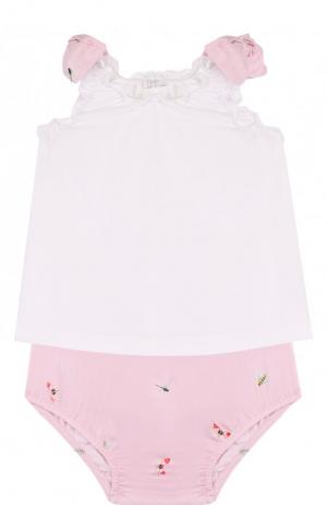 Хлопковый комплект из платья и шорт Il Gufo. Цвет: розовый