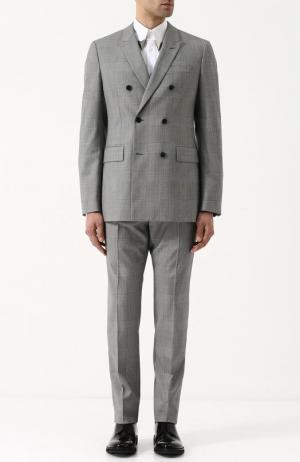 Шерстяной костюм с двубортным пиджаком CALVIN KLEIN 205W39NYC. Цвет: светло-серый