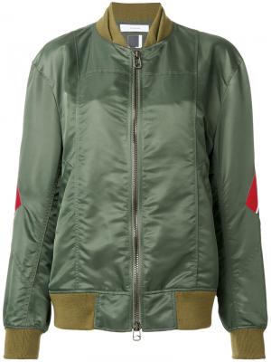 Куртка-бомбер с полосками Facetasm. Цвет: зелёный