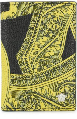 Кожаный футляр для кредитных карт Versace. Цвет: желтый