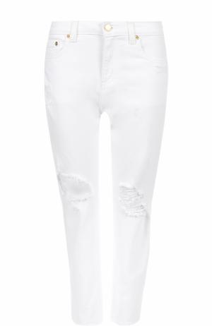 Укороченные джинсы с потертостями MICHAEL Kors. Цвет: белый