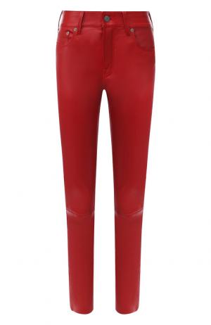 Кожаные брюки прямого кроя Polo Ralph Lauren. Цвет: красный