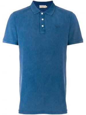 Рубашка-поло с вышивкой логотипа Maison Kitsuné. Цвет: синий