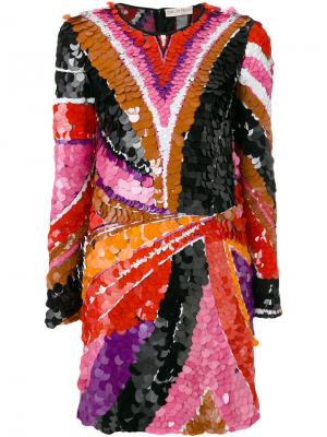 Приталенное короткое платье с пайетками Emilio Pucci. Цвет: многоцветный