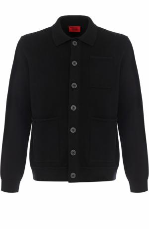 Однобортный хлопковый пиджак HUGO. Цвет: черный