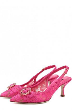 Туфли Lori с декорированной пряжкой на каблуке kitten heel Dolce & Gabbana. Цвет: фуксия