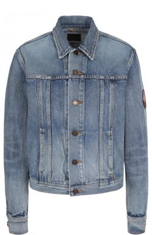 Джинсовая куртка свободного кроя с потертостями Saint Laurent. Цвет: синий
